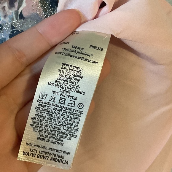 Ted Baker Armalia Pink Floral Jacquard Skater Dress Size 2 - Picture 10 of 15